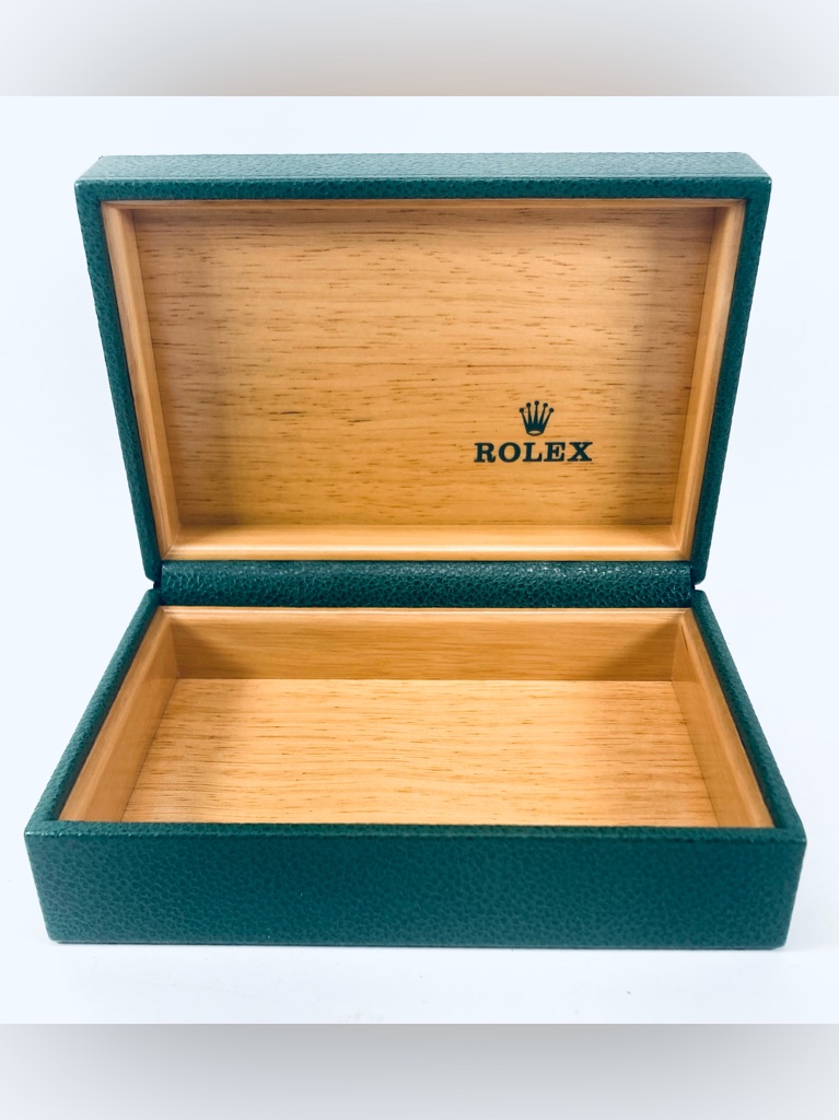 Genuine Vtg Rolex Oyster Forest Green Leather Wood Box Only 680004 Empty Minty